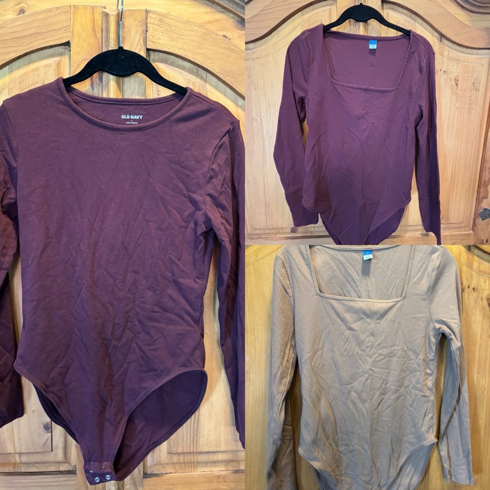 Bundle of 3 Old Navy Women's Long Sleeve Bodysuit.